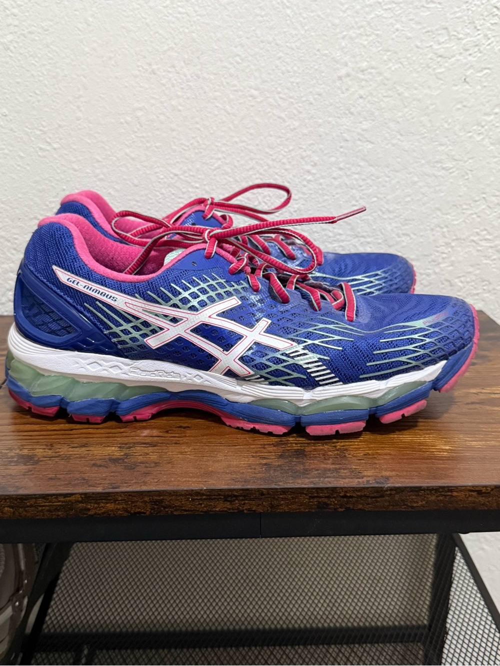 Asics Gel Numbus Women's Running Shoes in purple/pink/white